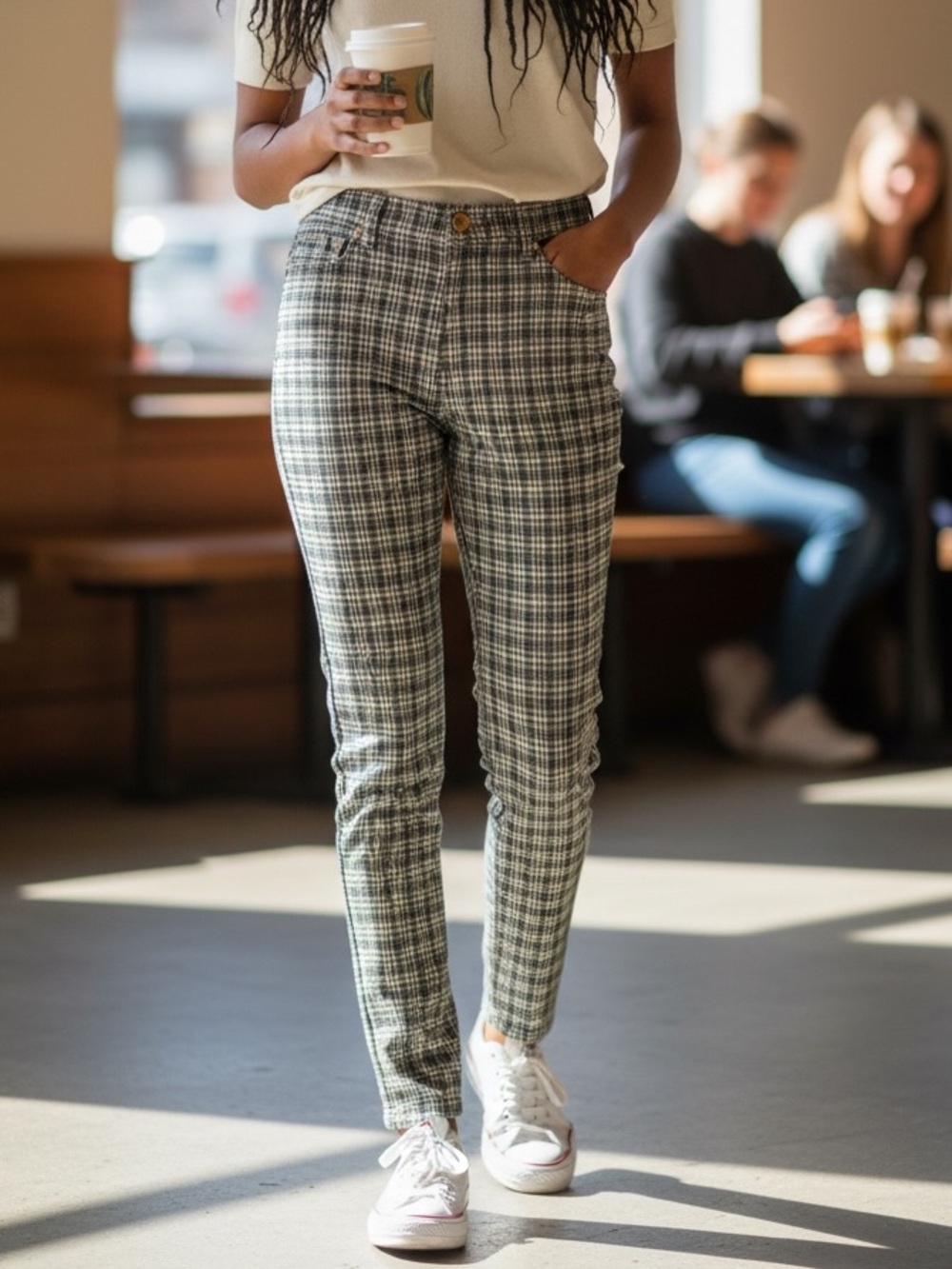 Liverpool Green Plaid Straight Leg Pants